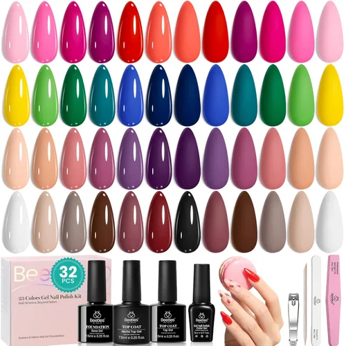 Miniatura 9 de Beetles - Kit de esmalte de uñas de gel de 36 colores, juego de esmalte de gel pastel de verano con capa base, capa superior brillante y pegamento