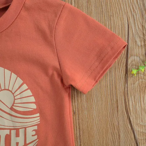 Miniatura 4 de fhutpw Conjunto de 2 piezas de ropa de verano para bebés, camiseta de manga corta, cintura elástica, pantalones cortos para niños pequeños