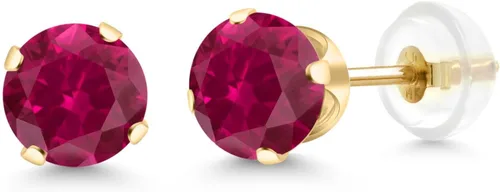 Miniatura 259 de Gem Stone King Aretes solitarios con piedra natal de oro de 14 quilates Redondos de 0.236 in Aretes de oro para mujeres y hombres