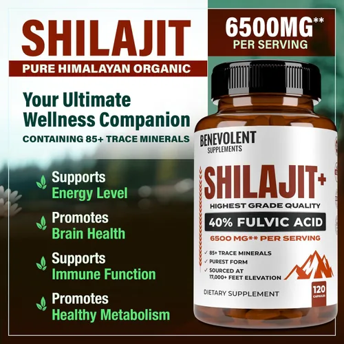 Miniatura 2 de Shilajit de 6,500 mg para hombres y mujeres con 40% de ácido fúlvico (alta absorción) Cápsulas de suplemento Shilajit con más de 85 minerales