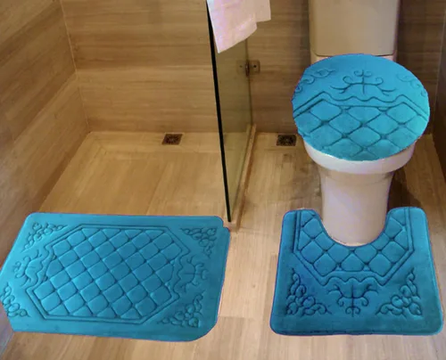 Miniatura 7 de All American Collection - Juego de 3 tapetes de baño de espuma viscoelástica con diseño de corona de felpa suave antideslizante para ducha, baño