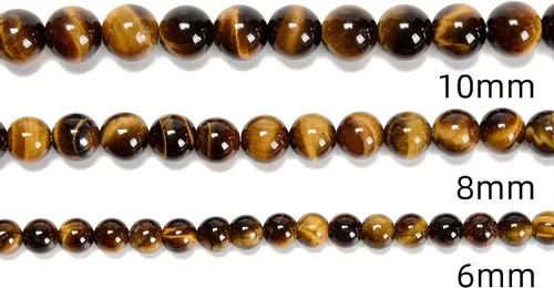 Miniatura 4 de 76 cuentas de piedra natural de ojo de tigre amarillo de 0.394 pulgadas (0.394 in), piedras preciosas redondas auténticas sueltas para hacer