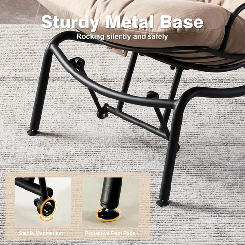 Miniatura 7 de ovios Mecedora con otomana, reclinable deslizante con reposapiés, sillón de acento perezoso con cómodo cojín para sala de estar, dormitorio