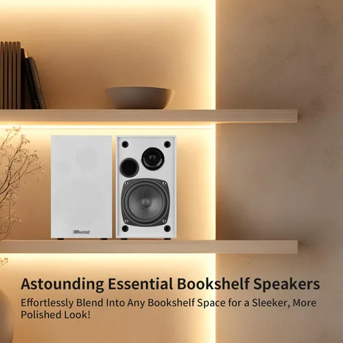 Miniatura 4 de Elimavi Altavoces de Estantería Amplificados 35W RMS, Altavoces para Tocadiscos con Woofer de 4'' y Tweeters de 1'' con Montaje en Pared para TV