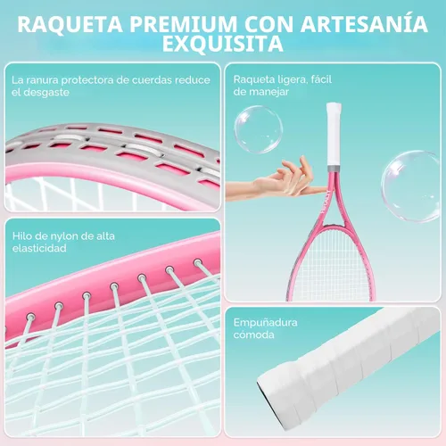 Miniatura 2 de HIRALIY Juego de raquetas de tenis de 27 pulgadas para adultos, raquetas de tenis preencordadas para 2 jugadores, 2 cintas de sobreagarre, 3 pelotas