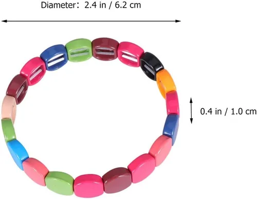 Miniatura 2 de Exceart Pulseras para mujer, pulseras de azulejos esmaltados, pulseras de cuentas de Tila de arco iris, pulseras elásticas apilables para hombres