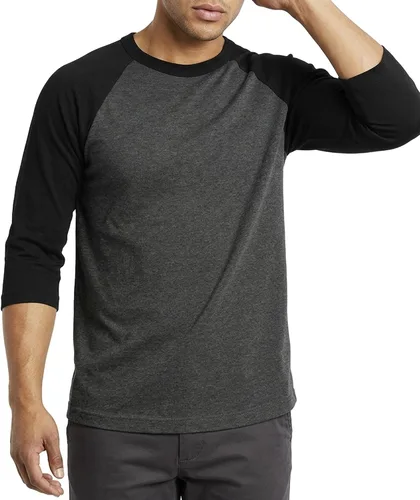 Miniatura 2 de Camiseta de béisbol raglán para hombre, de algodón, dos tonos, casual, atlética
