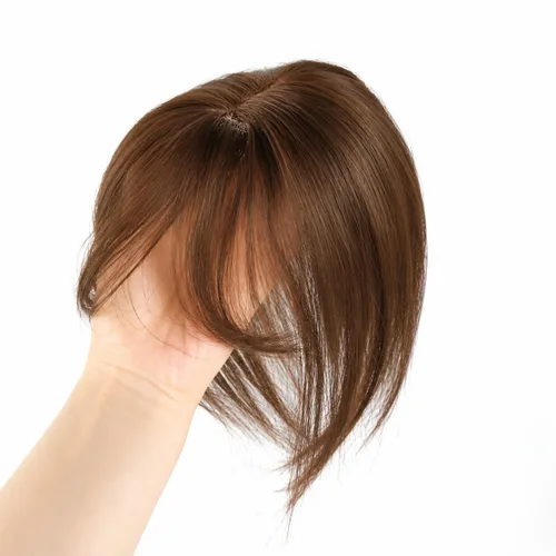 Miniatura 8 de Anemone Flequillo de cabello humano con clip para mujer, base de encaje de seda 3D, extensión de cabello natural falso para retroceder la línea