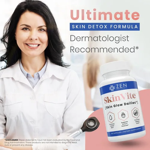 Miniatura 7 de Zen Nutrients SkinVite Suplemento natural para la piel para mujeres, hombres y adolescentes, brotes hormonales y suplemento de apoyo para la piel