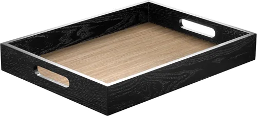 Miniatura 9 de ATZYmolin - Bandeja de madera para servir con asas, bandeja decorativa rectangular otomana para el hogar, bandeja de tocador para desayunos, cenas
