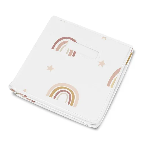 Miniatura 4 de Sweet Jojo Designs Caja de almacenamiento de juguetes de tela bohemia con arco iris para bebé, habitación de niños, color rosa pálido, oro rosa