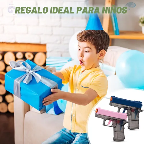 Miniatura 7 de Paquete de 2 pistolas de agua para niños - Pistola de chorro disparadora empapadora de agua pistola de agua juguetes para niños pequeños, niños