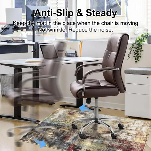 Miniatura 5 de Anidaroel Tapete para silla de oficina para suelo de madera dura, 48 x 60 pulgadas, tapete para silla rodante, tapete antideslizante para silla