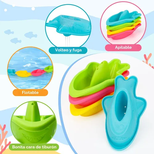 Miniatura 3 de Fajiabao Juguetes de baño para bebés de 1 a 3 años, juguetes de baño sin moho para bañera de 2 a 4 años, juguetes de agua para niñas de 1 año o más