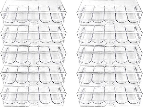 Bandeja de soporte de fichas de póquer, 10 unidades de acrílico transparente con cubierta de accesorios de mesa de póquer