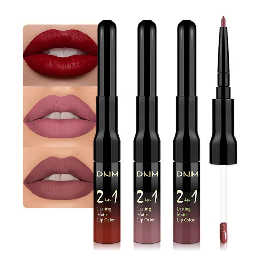Miniatura 38 de evpct 3 Piezas Delineador de Labios Mate Ciruela Oscuro Morado Rosa Rojo Oscuro y Juegos de Lápiz Labial Líquido para Mujeres de Larga Duración