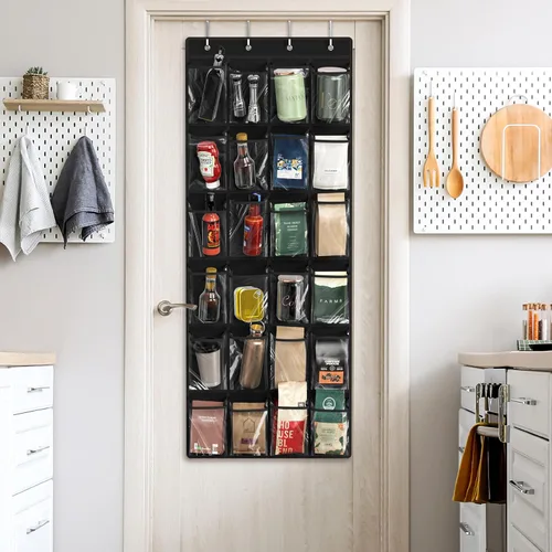 Miniatura 7 de Simple Houseware - Organizador de zapatos colgante con 24 bolsillos grandes y transparentes para colgar en la puerta, color negro