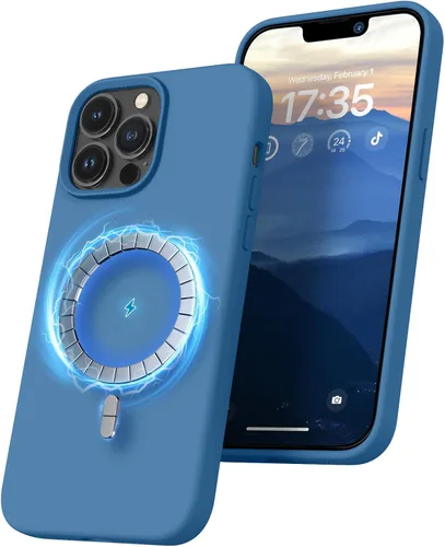 Miniatura 20 de RIZUS - Funda de silicona magnética para iPhone 13 Pro Max [compatible con MagSafe], funda delgada con forro de microfibra antiarañazos, a prueba