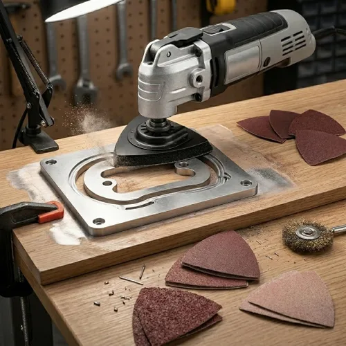 Miniatura 6 de Kit de 104 almohadillas de lijado de detalles para herramientas oscilantes, 2 almohadillas de lijado triangulares y 2 almohadillas de lijado