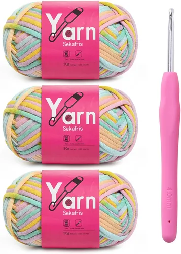 Miniatura 14 de Hilo de Crochet con Hilo de Algodón para Crochet – Hilos de Crochet Tejido para Principiantes con Puntadas Fáciles de Ver – Hilo para Crochet