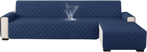 Miniatura 16 de XINEAGE Fundas 100% impermeables para sofá modular en forma de L, reversible, lavable, con botones de chaise plum flower, protector de muebles