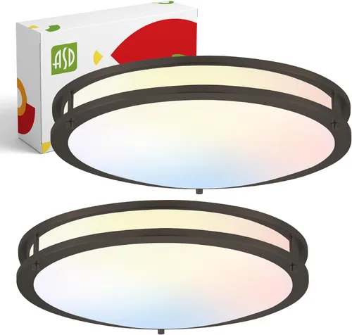 Miniatura 32 de ASD Lámpara LED de techo de montaje empotrado de 18 pulgadas, interruptor de 28 W, 100-277 V, 2750 lúmenes, 3000 K/4000 K/5000 K, regulable, Níquel