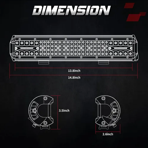 Miniatura 2 de Barra de luz LED amarilla, Offroadtown de 15" 224W, cuatro filas, combo de foco y reflector, luz LED de conducción para trabajo, luces amarillas