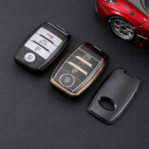 Miniatura 4 de ontto Funda para llave de automóvil de 4 botones compatible con Kia Forte Koup NIRO Optima Rio TPU llavero suave y duradero, color beige