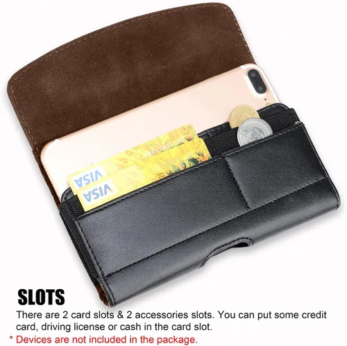 Miniatura 4 de Funda horizontal universal para teléfono celular con trabillas para cinturón y ranuras para tarjetas para teléfono móvil - XL