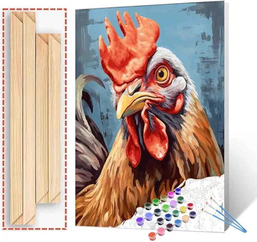 Miniatura 8 de Bumbers - Pintura de vaca de animales de granja para adultos, principiantes, pintura de buey de granja, bricolaje por números, lienzo de pintura