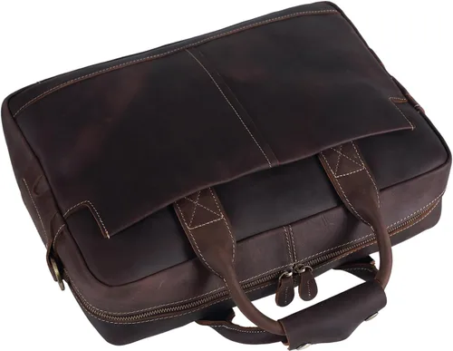 Miniatura 8 de Polare - Maletín de cuero para hombre, bolsa de mensajero de viaje de negocios de 15.6 pulgadas, cremallera metálica YKK