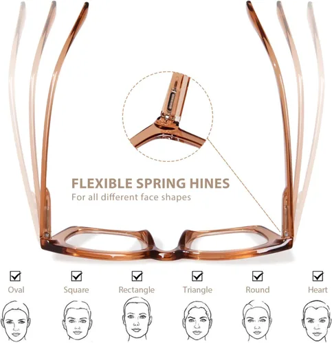 Miniatura 3 de Oversized Square Reading Glasses for Women Spring Hinge Blue light Blocking Computer Readers for Women
