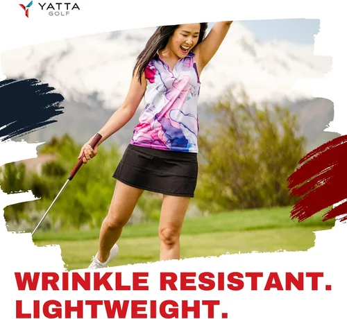 Miniatura 5 de YATTA GOLF Polo de golf sin mangas para mujer, absorbe la humedad, cuello en V, para golf, entrenamiento, golf