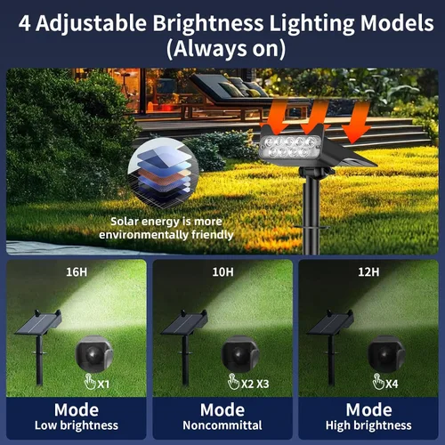 Miniatura 4 de HOFLYW Focos solares impermeables para exteriores, luces solares de camino de paisaje del atardecer al amanecer, iluminación al aire libre, 4 modos