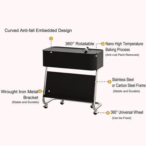 Miniatura 7 de Mesa Auxiliar Sofá Salon con Ruedas Mesa Para Cama Pequeña Mesita Portatil Bandeja Sofá Mesas en C para Espacios Pequeños Multifuncional para Sala