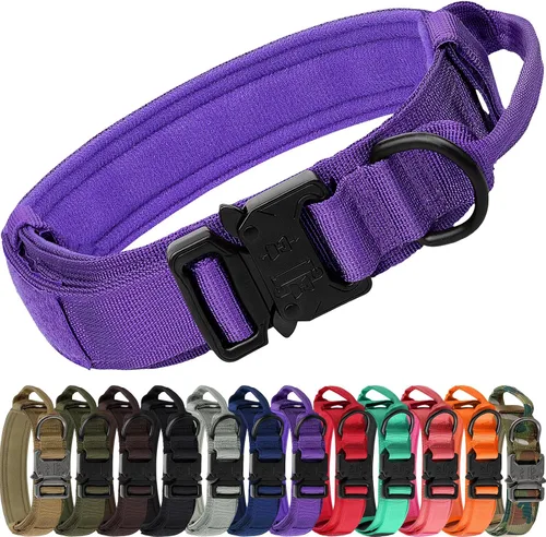 Miniatura 14 de Joytale Collar táctico para perro con asa, collar militar ajustable y resistente con 2 parches para entrenamiento, adecuado para perros medianos