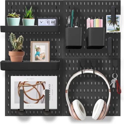 Tablero organizador de pared, eleva y ordena tus juegos y oficina, crea un espacio perfectamente estructurado (negro)