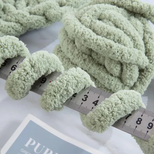 Miniatura 4 de Hombys Hilo de felpilla gruesa verde salvia para tejer a ganchillo y tejer, hilo grueso y esponjoso súper voluminoso para tejer a mano manta, hilo