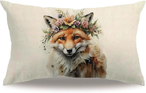 Miniatura 17 de Fundas de almohada con diseño de animales, 18 x 18 pulgadas, diseño de ardillas florales, acuarela, vida silvestre, diseño de flores, temporada