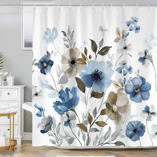 Miniatura 16 de Cortina de Ducha de Hojas Tropicales, Cortina de Baño Decorativa Verde y Negra con Hojas de Palmera y Plátano, Juegos de Cortinas de Ducha de Tela