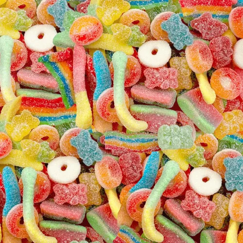 Mezcla de caramelo de gomitas ácidas, paquete de 2 libras, cinturones, anillos de melocotón, cuñas de sandía, gusanos, osos, recuerdos de fiesta