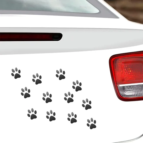 Miniatura 9 de Juego de 12 calcomanías de vinilo con estampado de patas de perro, calcomanías de vinilo para ventana de coche, laptop, motocicleta, camión, Plata
