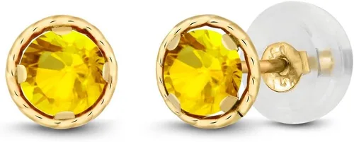 Miniatura 67 de Gem Stone King Aretes redondos de oro amarillo de 14 quilates con piedra natal Redondos de 0.157 in Aretes de oro para mujeres y hombres