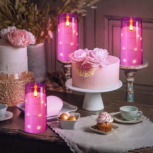 Miniatura 3 de NURADA Velas parpadeantes sin llama: Velas LED acrílicas con mechas 3D, luces de cadena de estrellas incorporadas, operadas por batería, con control