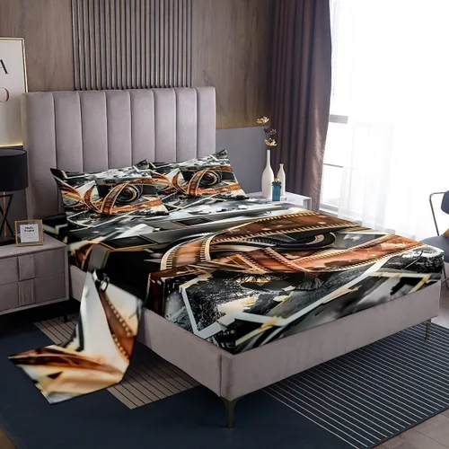Miniatura 10 de Homewish Juego de sábanas de música de piano, tamaño Queen, juego de ropa de cama de notas musicales de 4 piezas para decoración de habitación