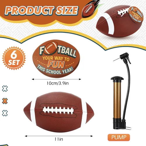Miniatura 2 de Skylety Juego de 6 balones de fútbol de cuero compuesto, tamaño oficial 9, inflables con inflador, fútbol oficial de cuero de 11 pulgadas, fútbol