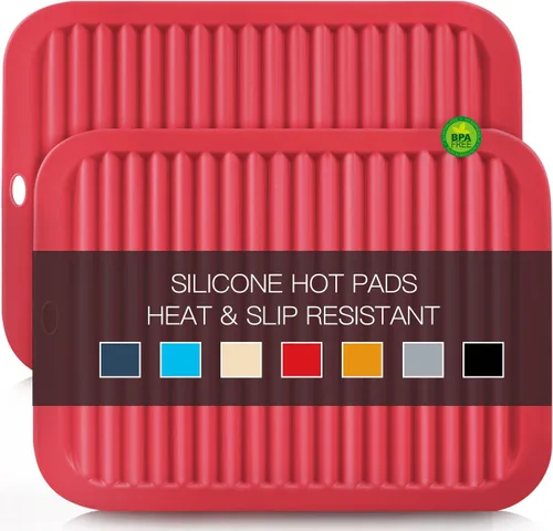 Miniatura 23 de Salvamanteles de silicona para platos calientes, soportes multiusos para ollas, 4 unidades, 2 tamaños de 7 pulgadas y 9 pulgadas, resistentes al 03
