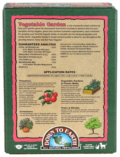 Miniatura 2 de Abonos Naturales Down To Earth Orgánicos para Jardín de Vegetales - Alimento para Plantas de Vegetales, Hierbas, Hortalizas y Camas Elevadas 4-4-4