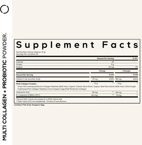 Miniatura 2 de Codeage Péptidos de colágeno múltiple + probióticos edición negra, vitamina C, suplemento en polvo de ácido hialurónico, alimentado con pasto
