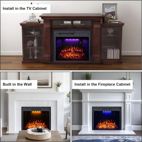Miniatura 10 de Valuxhome Chimenea eléctrica, inserto de chimenea eléctrica de 33 pulgadas, calefactor de chimenea con protección contra sobrecalentamiento, sonido